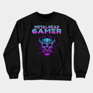 Metalhead Gamer Demon Skull Blue Tone Crewneck Sweatshirt